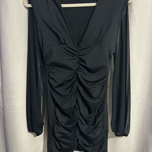 Elegant Black Ruched Dress